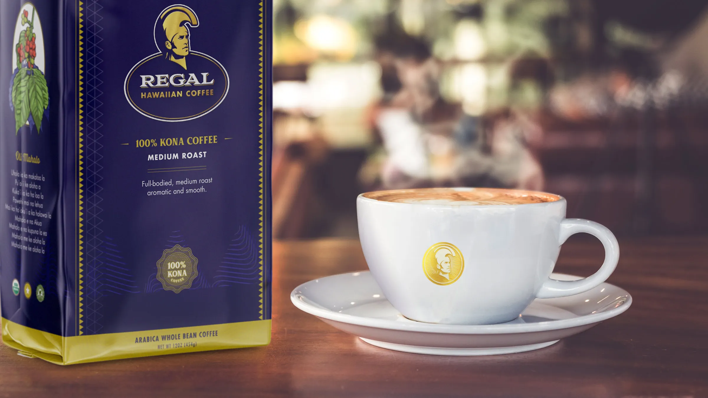 Regal Coffee premium Kona coffee branding hero shot