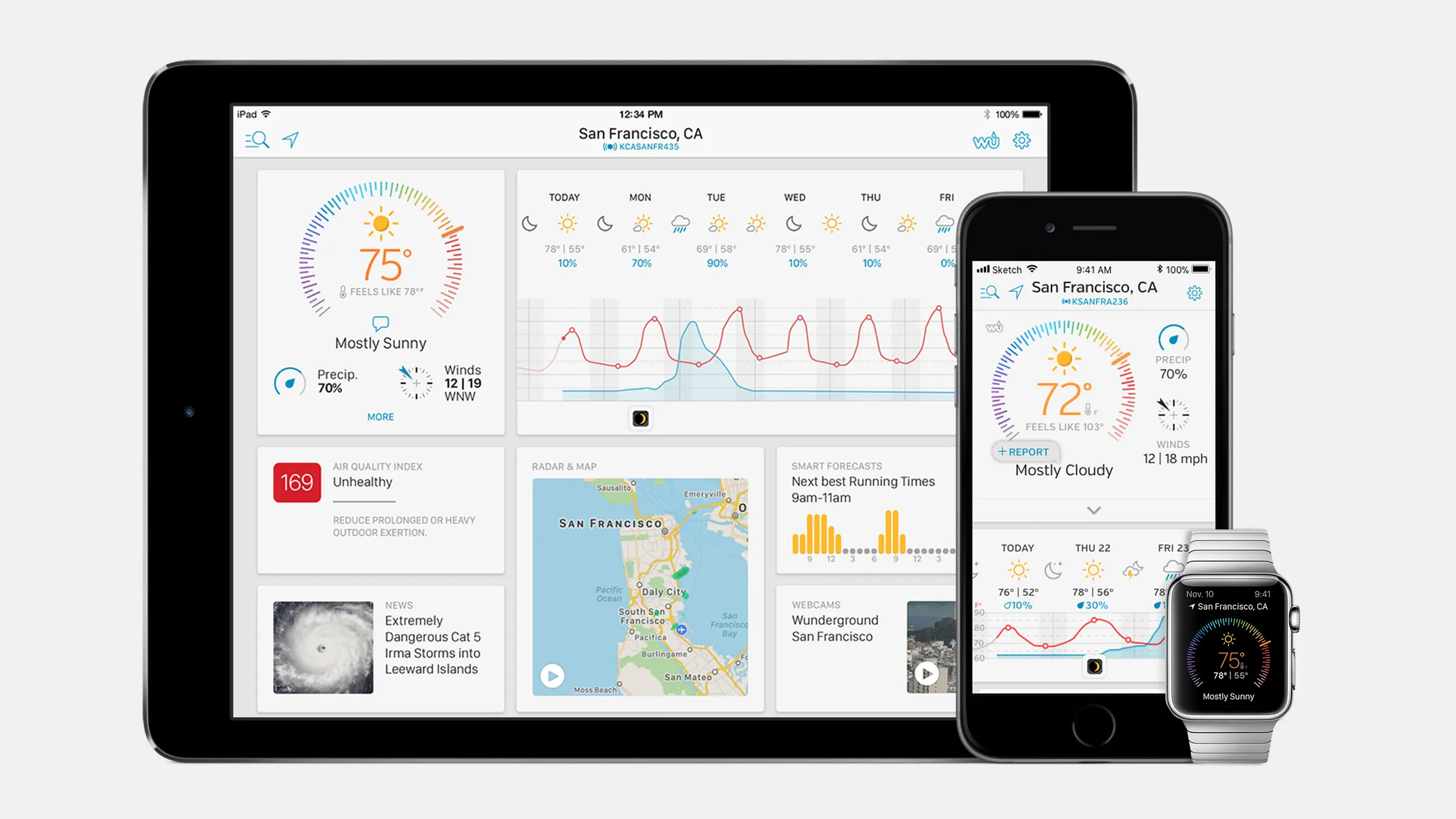 Weather Underground universal app across iPhone, iPad, and Apple Watch