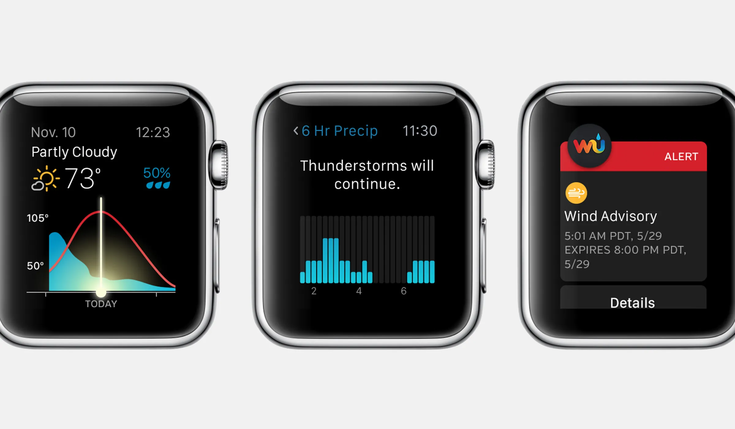 Weather Underground Apple Watch app UI